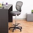 thumbnail image 4 of Adjustable-Height Mesh Mid-Back Drafting Office Chair w/ Footrest Ring & Optional Arms Black, 4 of 14