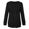 thumbnail image 3 of Uootdi Women's Round Neck Solid Color Loose Fitting Long Sleeve Hoodless Sweatshirts Gift, 3 of 6