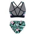 thumbnail image 4 of iEFiEL Girls Printed Swimsuit Long Sleeve Swim Tops with Strappy Back Crop Top Briefs Bathing Swimming Set Zipper Lily 10, 4 of 7