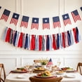 thumbnail image 5 of Lypsnake 4th of July Patriotic Tassel Garland, Red White Navy Plaid Strip Solid Fabric Hand Tied Hanging Streamer String Decor,Ornament For 250th Memorial Day Fireplace Wall Holiday Styling, 5 of 8
