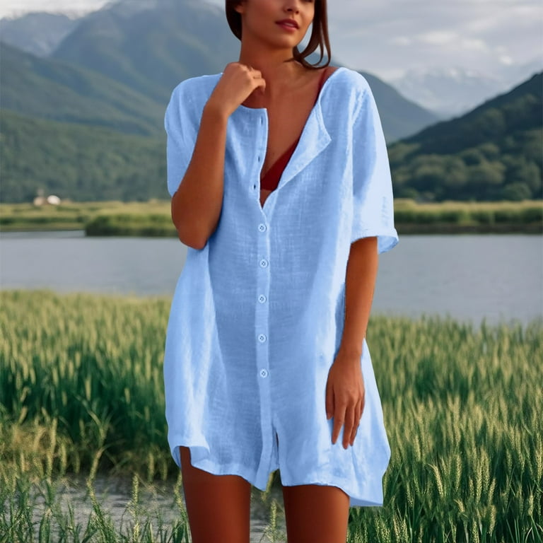 Mezzall Women's Chiffon Shirt Dresses Summer Dresses Mid Length Loose Solid Color Short Sleeved Comfortable Loose Shirt Casual Business Shift Dress Mezzall Women's Chiffon Shirt Dresses Summer Dresses Mid Length Loose Solid Color Short Sleeved Comfortable Loose Shirt Casual Business Shift Dress