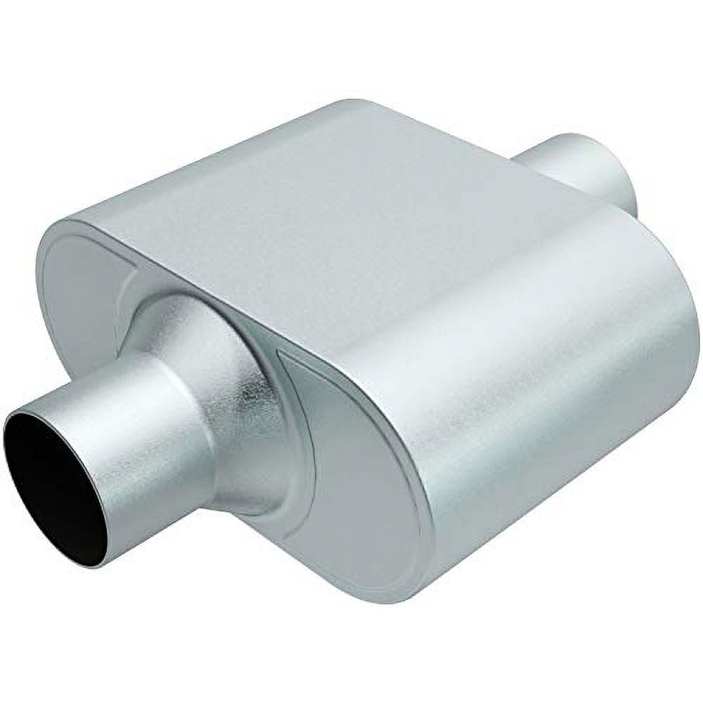 Rumble Exhaust R27428 Replacement RUMBLE Muffler; Oval; 6.5 in. x 4.25 in. x 9.5 in.; Overall Length 13 in.; 3.0 in. Inlet/Outlet; Center/Center; Stainless Steel;