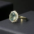 thumbnail image 5 of Moss Agate Oval Cut Cluster Engagement Ring, 18K Gold Over Silver Ring 2.8 Carat, 5 of 6
