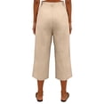thumbnail image 4 of Capri Pants for Women Relaxed Fit Dressy Capris Pant Pleated Business Casual Work Trousers with Pockets Khaki 2XL, 4 of 5