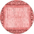 thumbnail image 1 of Ahgly Company Machine Washable Indoor Round Abstract Red Modern Area Rugs, 5' Round, 1 of 4
