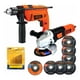 thumbnail image 1 of Kit Black&decker Taladro Y Esmeriladora 18 Accesori 6 Discos Black+Decker HD555+720p+BD0130CS, 1 of 6