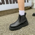 thumbnail image 4 of CEHVOM Women's Winter Warm Solid Color Sleeve Round Toe Short Tube Thick Heel Boots, 4 of 4