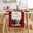 thumbnail image 3 of Winter Christmas Table Runner Watercolor Red and Black Buffalo Plaid Christmas Trees Merry Xmas Runner, Seasonal Winter Holiday Kitchen Dining Table Decoration for Indoor Outdoor Home Party 13 x 108, 3 of 6