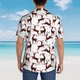 thumbnail image 4 of Balery Christmas Plaid Moose Camisas hawaianas de manga corta para hombre, camisas playeras de corte holgado, camisas de vacaciones con botones,Medium, 4 of 7