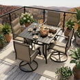 thumbnail image 2 of LOGYAT 5-Piece Weatherproof Patio Dining Set, 4 Padded Textilene Swivel Rocking Chairs, Black Slat Metal Table with Umbrella Hole, Rustproof Heavy-Duty Furniture for Porch, Deck, Backyard, 2 of 7