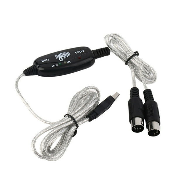 2m USB MIDI Interface Cable - Plug & Play MIDI to USB Converter for Electronic Keyboards, Drums, Wind Instruments - Auto-Driver Installation, LED Indicators, Compatible with Windows XP/Vista/7 & Mac