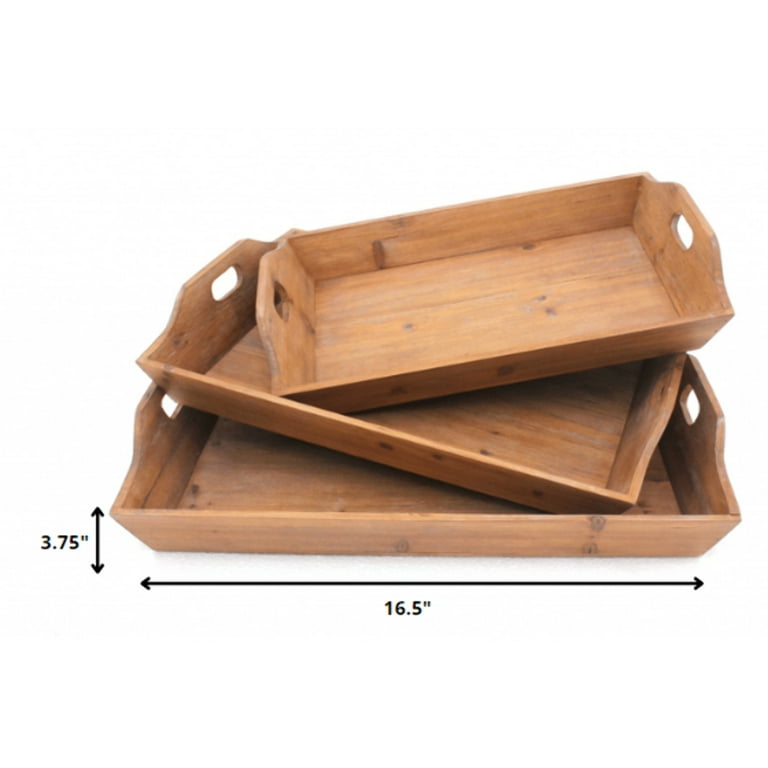 16.5 X 24.25 X 3.75 Brown Country Cottage Wooden - Serving Tray 3Pcs 16.5 X 24.25 X 3.75 Brown Country Cottage Wooden - Serving Tray 3Pcs