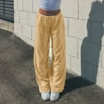 thumbnail image 4 of Trendy Sequins Pants for Women Drawcord Adjustable Waist Wide Leg Sparkly Shiny Trouser Street Party Outfits (M, Gold), 4 of 6