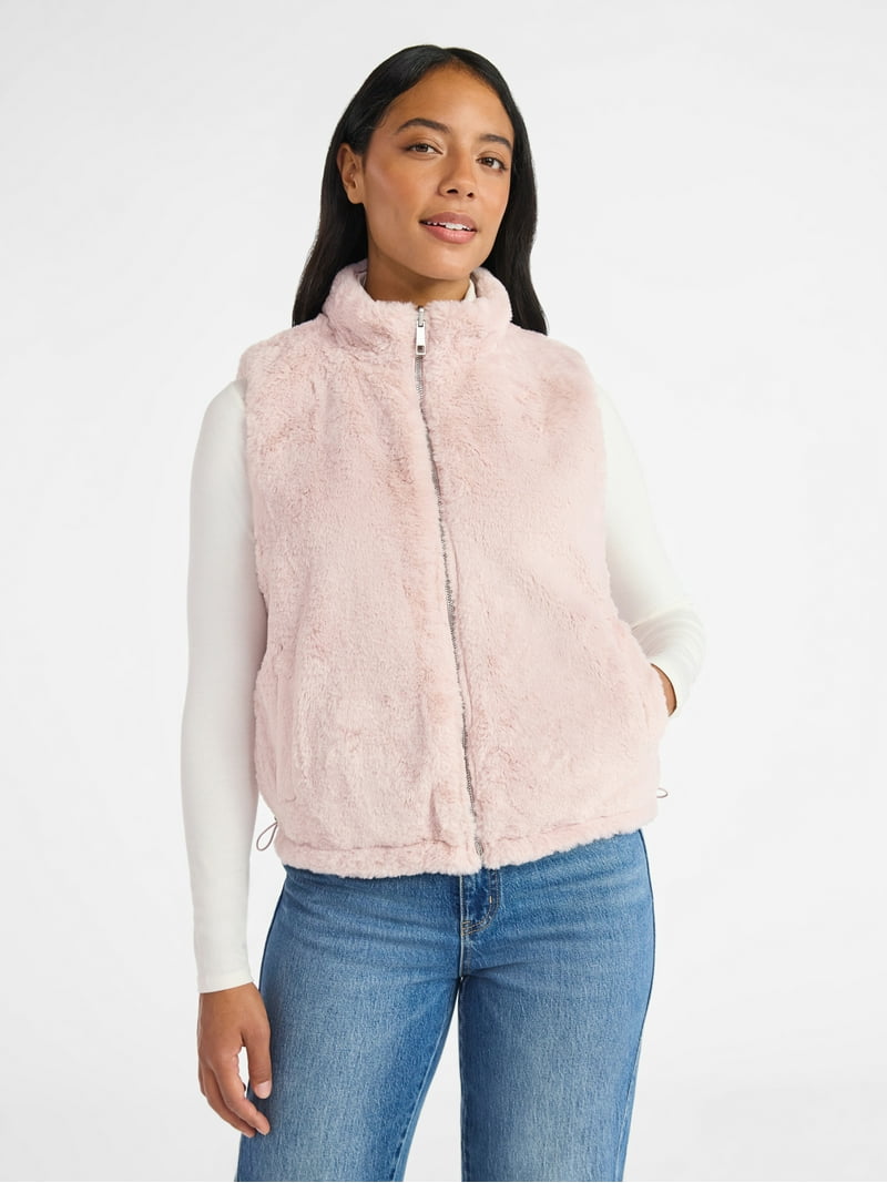 トップス STANDARD CALIFORNIA REVERSIBLE VEST Time and Tru Women's and Women's Plus Faux Fur Reversible