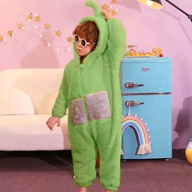 Disfraces de Teletubbies para niños y adultos, Onesie suelto usable, ropa para el hogar, Cosplay Unisex, Sudadera con capucha de fiesta, manta