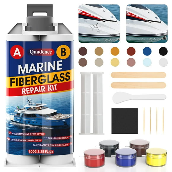 Kit de reparación de fibra de vidrio Quadence Marine para barcos a prueba de agua