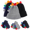 thumbnail image 2 of Qudderr Toddler Baby Winter Hat Mitten Set for Boys Girls Fleece Lined Dinosaur Wool Hat Unisex Set for 1-4 Years, 2 of 8