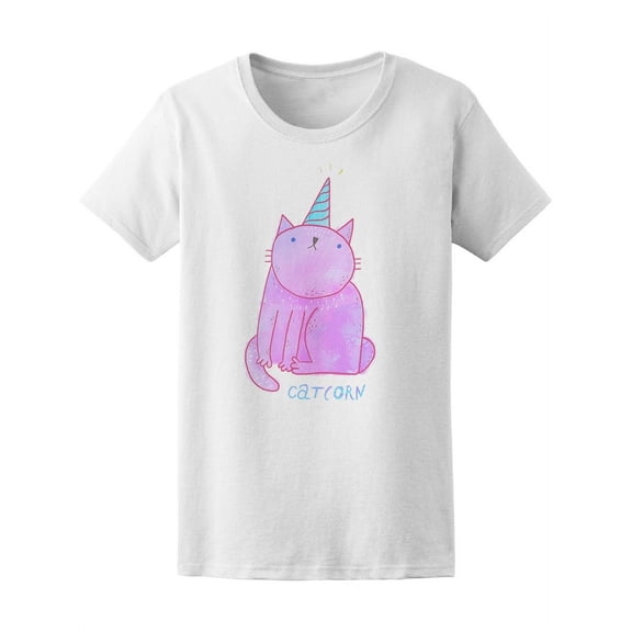 Cute Pink Unicorn Cat Funny Cat T-Shirt Women -Image by Shutterstock, Female Small