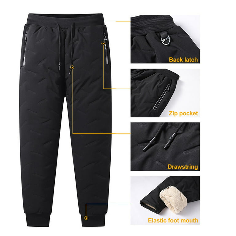 ZCFZJW Rollbacks! Men's Winter Thicken Active Sherpa-Lined Sweatpants  Running Athletic Thermal Fleece Jogger Pants Plus Velvet Warm Trousers with