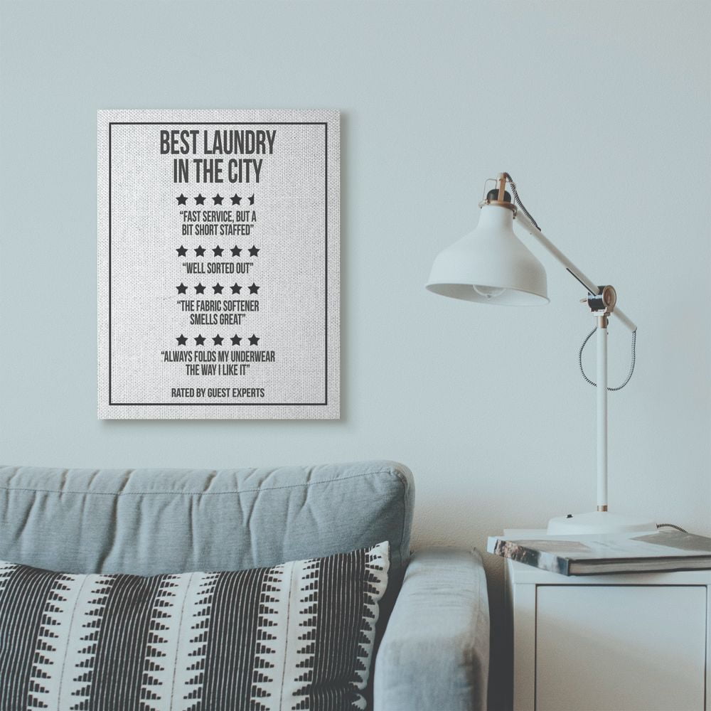 Stupell Industries Five Star Laundry Funny Word Black And White Design Canvas Wall Art by Daphne Polselli