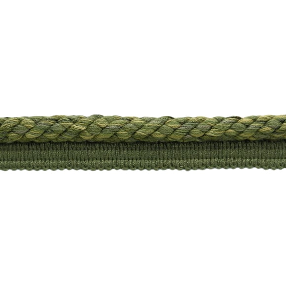 3/8" (1cm) Decorative Twisted Rope Cord with Lip | Cord Trim (Style# 0038V), Pesto Green Multicolor #VNT16 (Dark Green, Olive Green, Forest Green) 18 Yards (54 ft/16.5m)