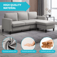 thumbnail image 3 of Mixoy 76"W  Sectional Sofa with Movable Ottoman, Free Combination Sectional Couch, Small L Shaped Sectional Sofa with Storage Ottoman, Modern Linen Fabric Sofa Set for Living Room (Light Grey), 3 of 8