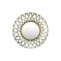 Creative Co-Op Round 2 Tone Metal Framed Wall Mirror, Silver and Gold