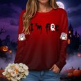 thumbnail image 2 of Duqingm Halloween Shirts for Women Long Sleeve Crewneck Casual Dressy Tops Funny Graphic Halloween Costumes Fall Fashion Outfits,S, 2 of 7