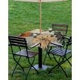 thumbnail image 4 of nqOlkjepod Burnt Orange Grey Black Flower Outdoor Tablecloth with Umbrella Hole & Zipper, Spring Floral Botanical Square Table Cover 60x60 Inch, Dining Waterproof Table Cloth Protector for Patio, 4 of 7