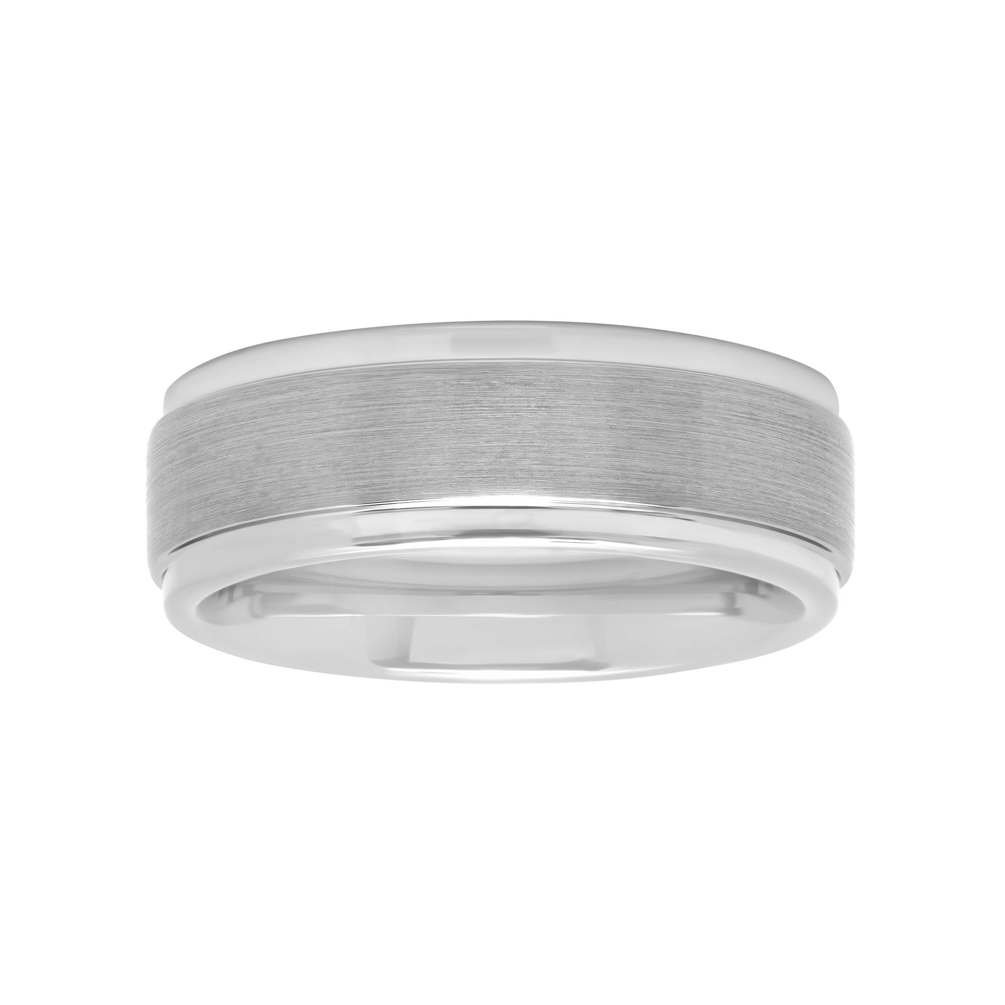 Men's White Tungsten 8MM Comfort Fit Step Edge Wedding Band