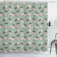 thumbnail image 1 of Ambesonne Pug Shower Curtain, Sitting Stretching Dog, 69"Wx75"L, Turquoise, 1 of 3