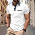 thumbnail image 2 of Men's Color Block Golf Shirts Casual Summer Turndown Collar Pullover Tops Short Sleeve Fashion Bowling Tees 2025, 2 of 4