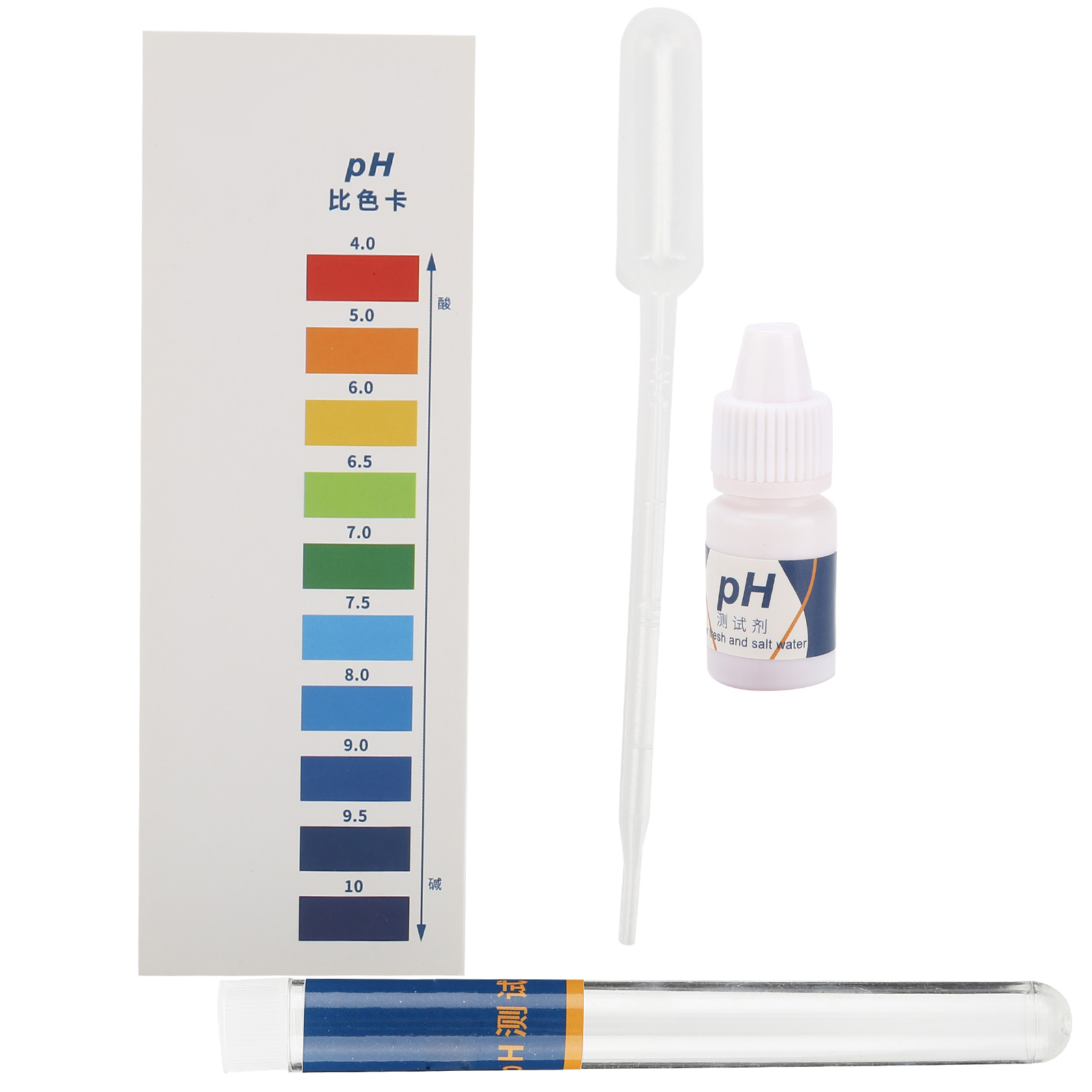 Gouttes Test PH Pour Eau - Flacon 50ml - Pour Piscine, Aquarium, Eau Potable - Méthode Simple Et Précise, Lecture Par Couleur - 10