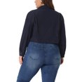 thumbnail image 4 of DARING DIVA Women's Plus Size Button Down Long Sleeve Shacket Jacket 1X Navy Blue, 4 of 6