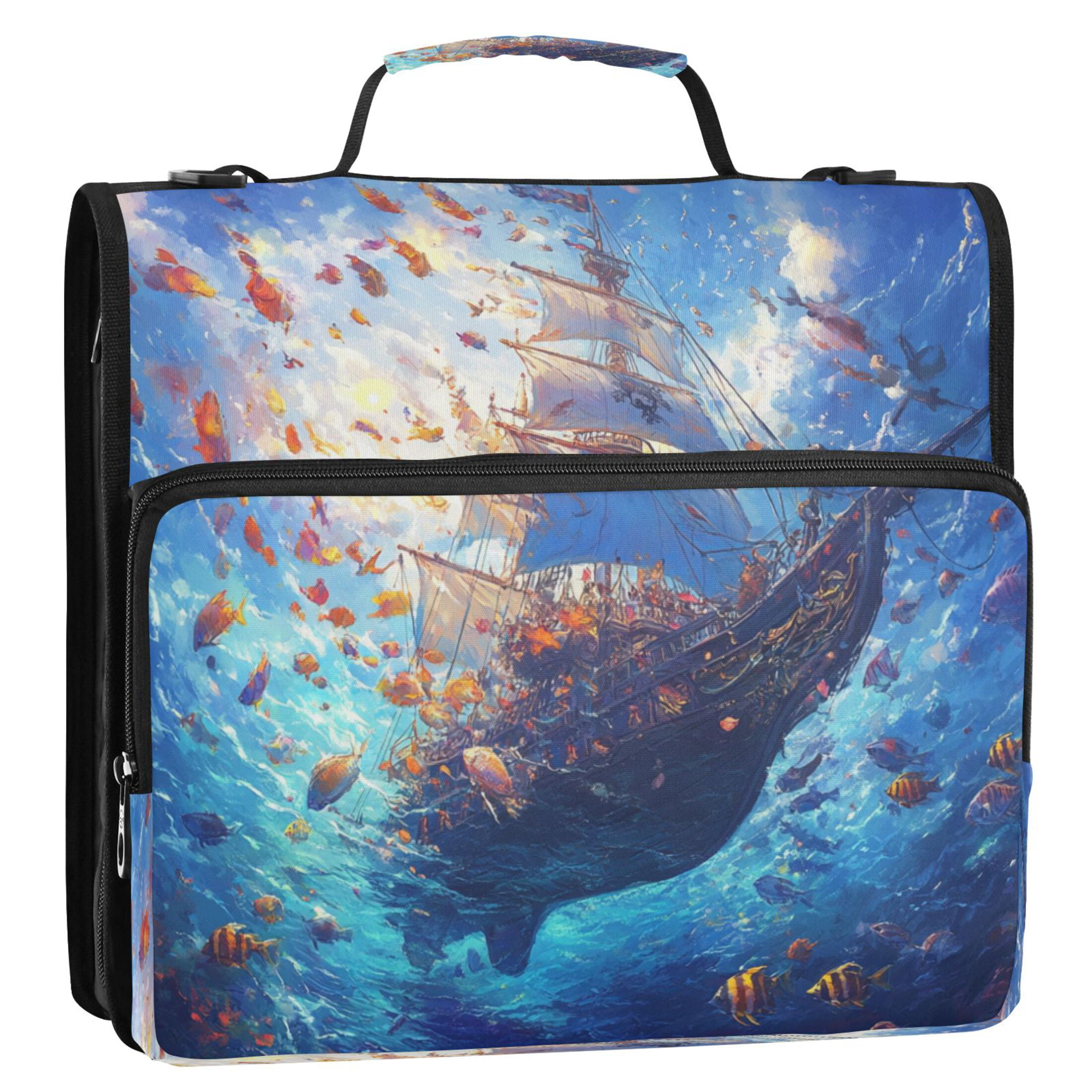 YAZAOO Zipper Binder trapper keeper Documents Organized Design Deep Sea Odyssey Printed