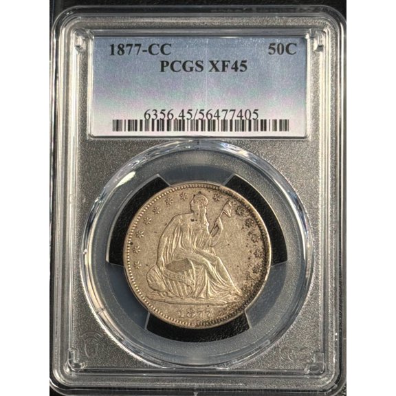 1877 CC Half Dollars Liberty Seated PCGS XF-45