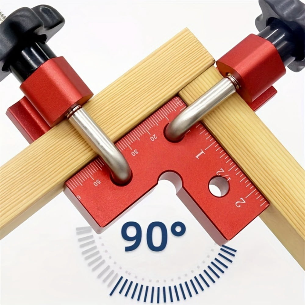 2 Set Corner Clamps, Kvago 90 Degree Mini Positioning Squares, Aluminum Alloy Clamps Woodworking Tools, 2.3"x 2.3" Right Angle Clamps Fixing Clamp for Picture Frame, Box, Cabinets, Drawers (Red)