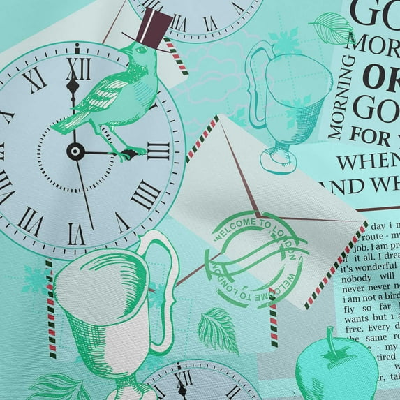 oneOone Velvet Aqua Blue Fabric Nostalgia Dress Material Fabric Print Fabric By The Yard 58 Inch Wide