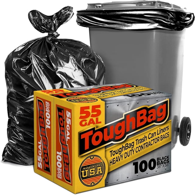 Bolsas de basura ToughBag de 55 galones, resistentes (100 unidades)