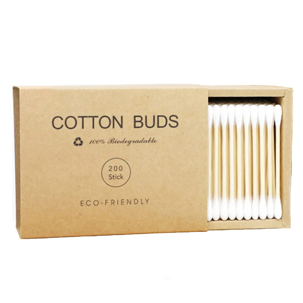 IGUOHAO 200 Count Cotton Swabs, Biodegradable Natural Bamboo Cotton