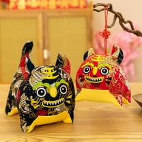 opvise Chinese New Year Tiger Festive Three-dimensional Embroidery New Year Gift Collection Chinese Zodiac Tiger Plush Pendant for Decor Red