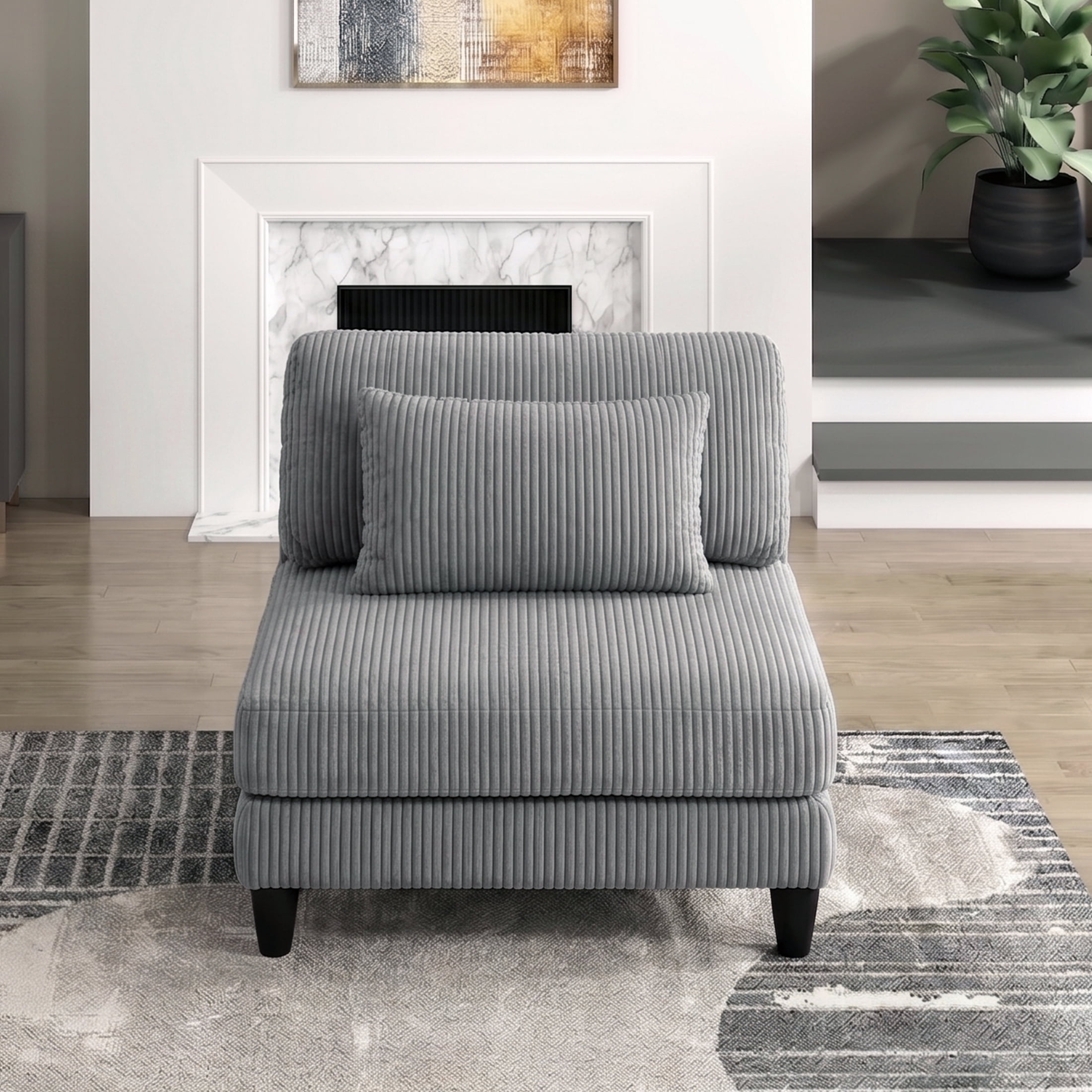OakvillePark Caden Corduroy Armless Chair, Gray