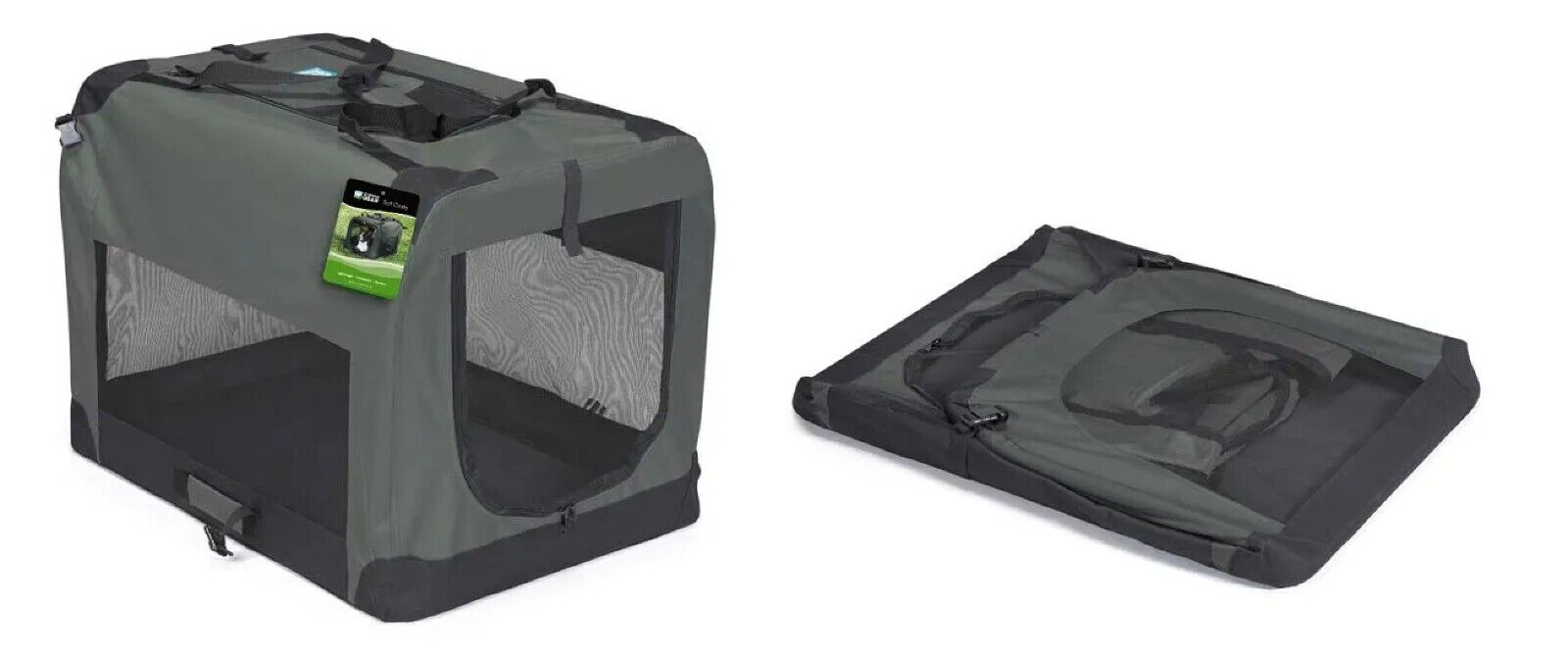 Dog Crate Soft Side Collapsible Charcoal Sturdy Light Weight Portable Travel (Large 40" x 27" x 27")