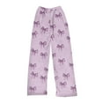 thumbnail image 5 of YOUYEDIAN Comfy Bow Print Pajama Pants for Girls Stretch Drawstring Lounge Pants with Pockets Bow Print Casual Wide Leg Pjs Bottoms Light Purple 2-3 Years, 5 of 5