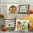thumbnail image 2 of Happy Fall Pumpkin Decorative Throw Pillow Covers 16 x 16 Set of 4, Autumn Harvest Buffalo Plaid Check Stripes Cushion Case Decor, Thanksgiving Seasonal Farmhouse Home Sofa Couch Decoration, 2 of 5
