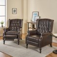 thumbnail image 3 of Noble House Walter Faux Leather Pushback Recliner, Set of 2, Brown, 3 of 9