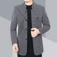 thumbnail image 3 of Men's Woolen Coat Jacket with Stand Collar Casual Spring Outwear, 3 of 3