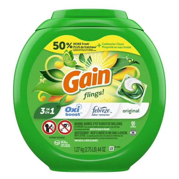 2X - Gain Flings! Original Scent HE Laundry Detergent Pacs 60 ct