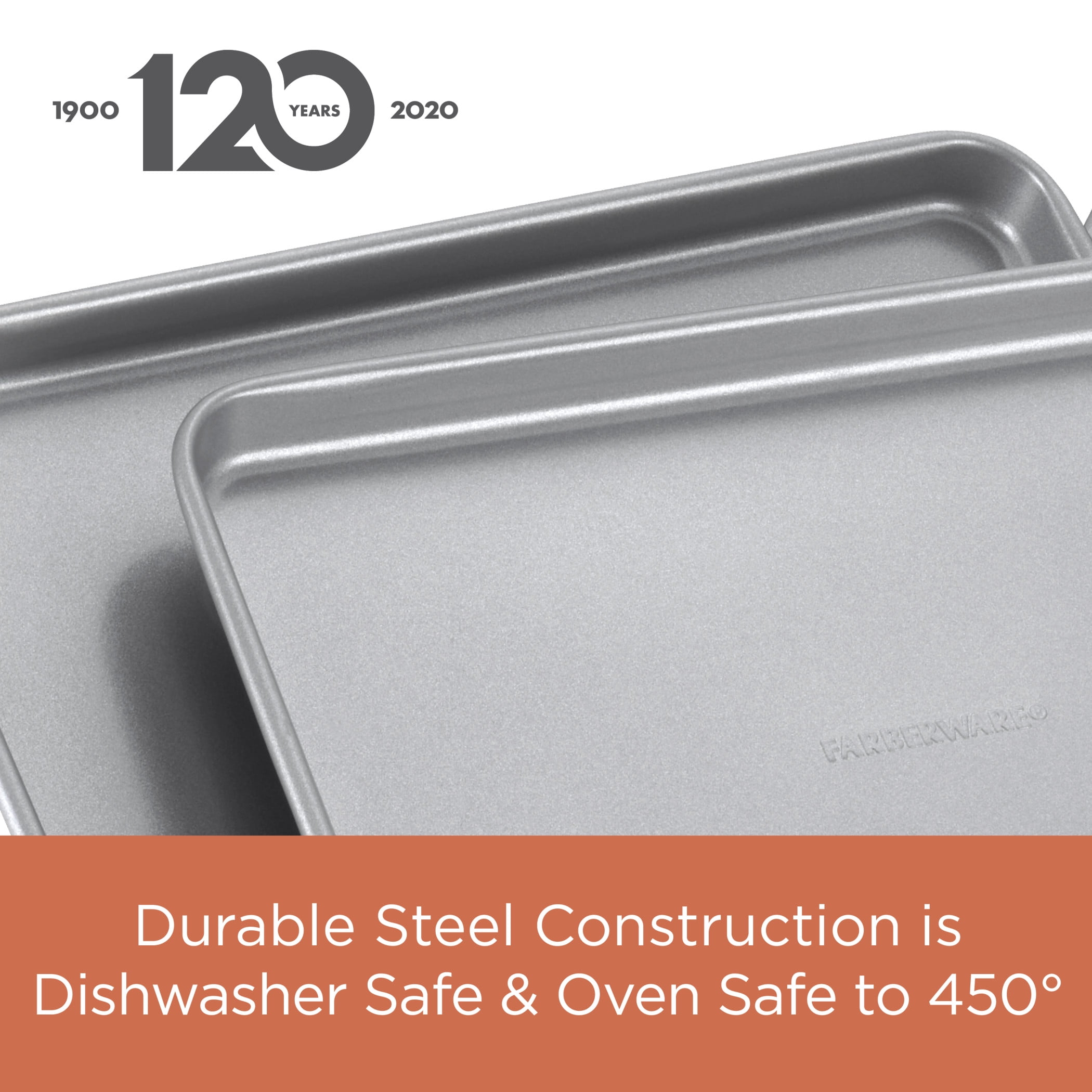Farberware 5 Piece Nonstick Toaster Oven Bakeware Set, Gray