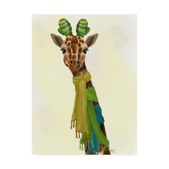 Trademark Fine Art 'Giraffe and Scarves' Canvas Art by Fab Funky